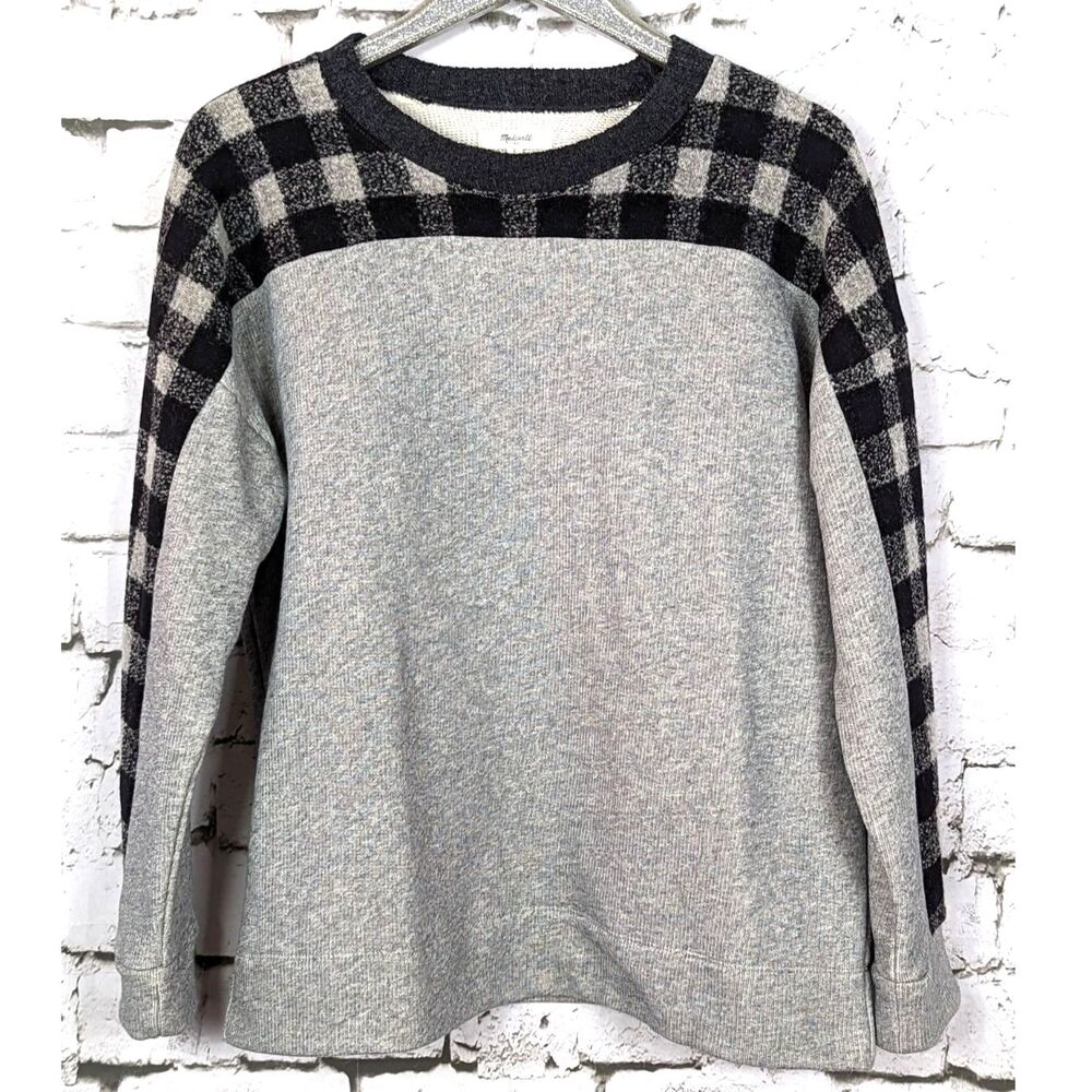 MADEWELL Buffalo Plaid Check Wool-Blend Pullover Sweater Preppy Cabin Large